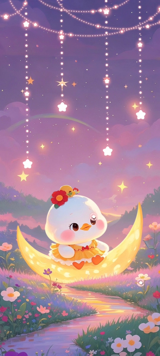 小清新可爱鸭鸭月亮弯弯