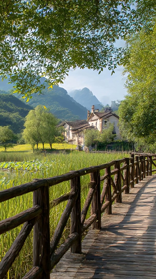 护眼绿景树木河流