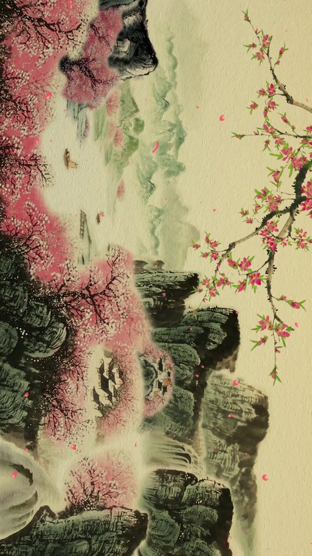 水墨系列-青山桃花-4