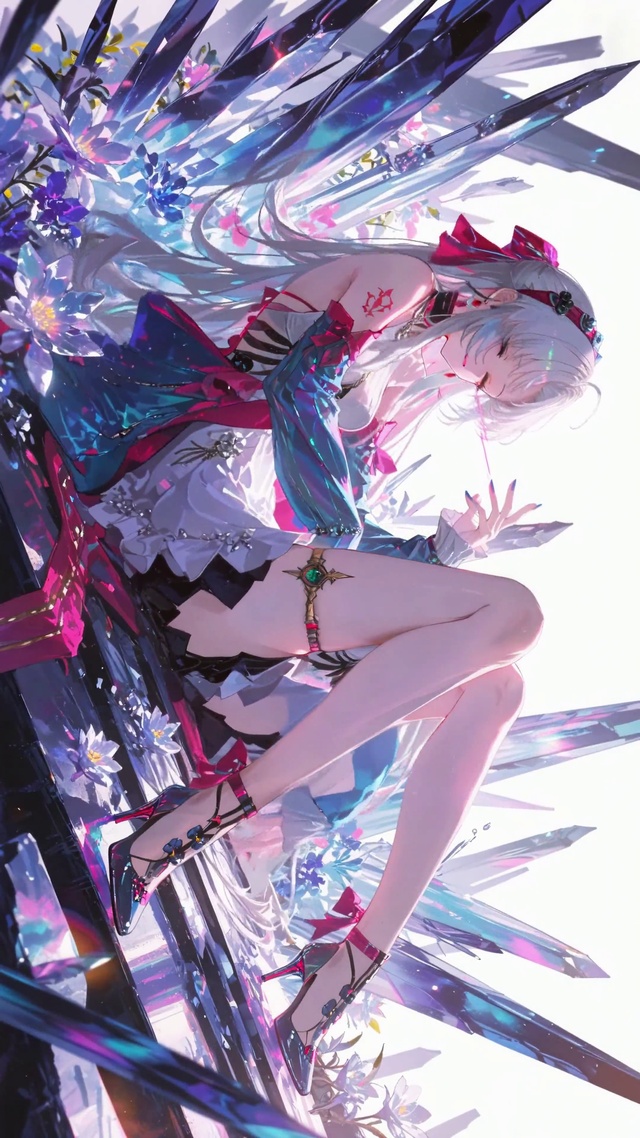 梦幻冰晶银发美少女