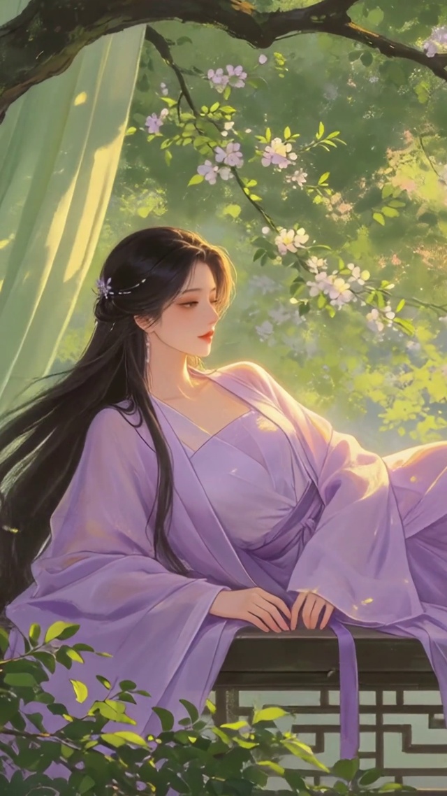 紫色韵味古风美女壁纸