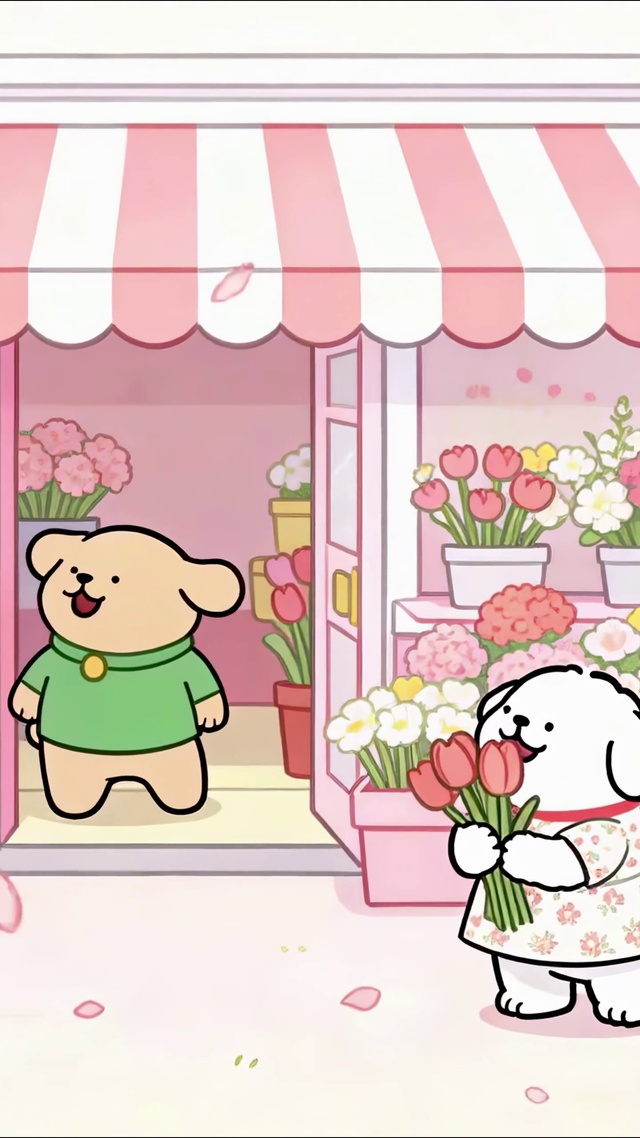 线条小狗的春日花坊