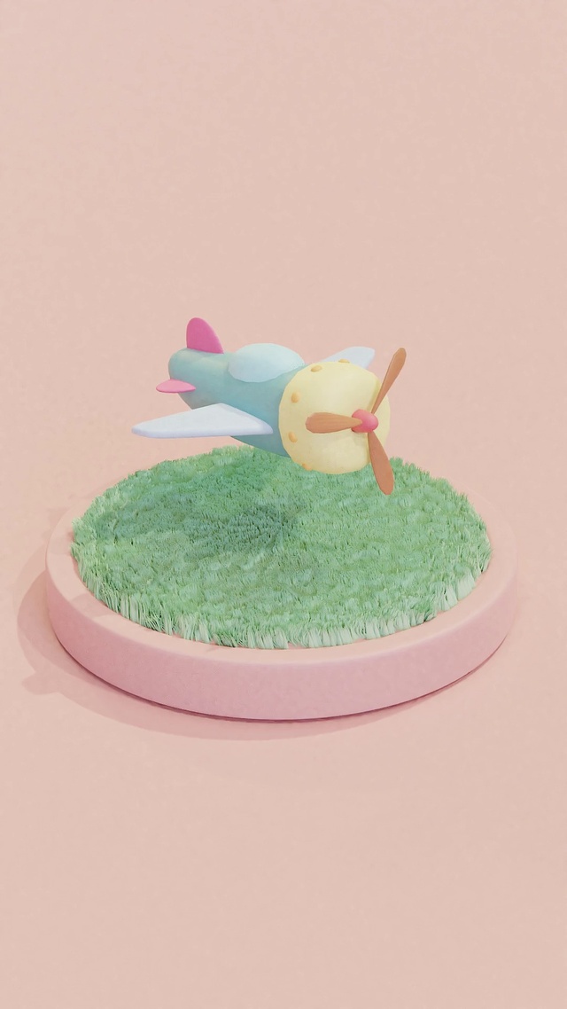 在草坪上飞行的小飞机