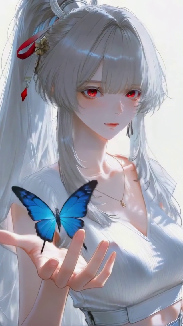 阳光里的蓝蝶与绯雪少女