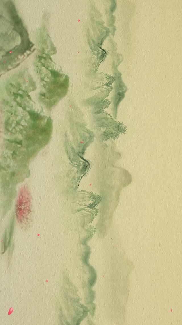 水墨系列-青山桃花-2