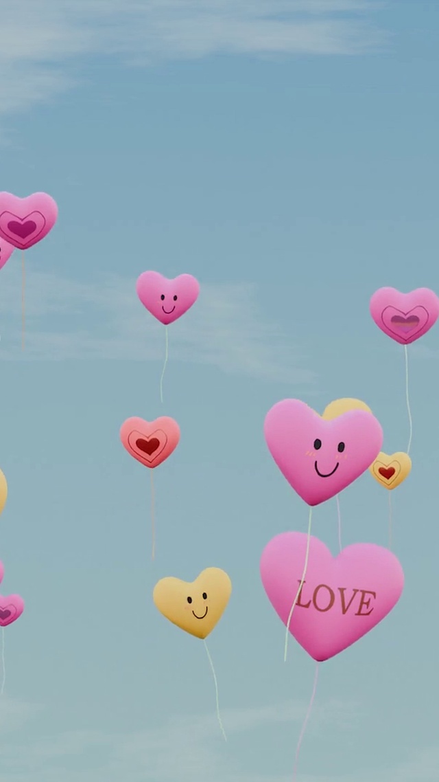 3D浪漫爱心气球