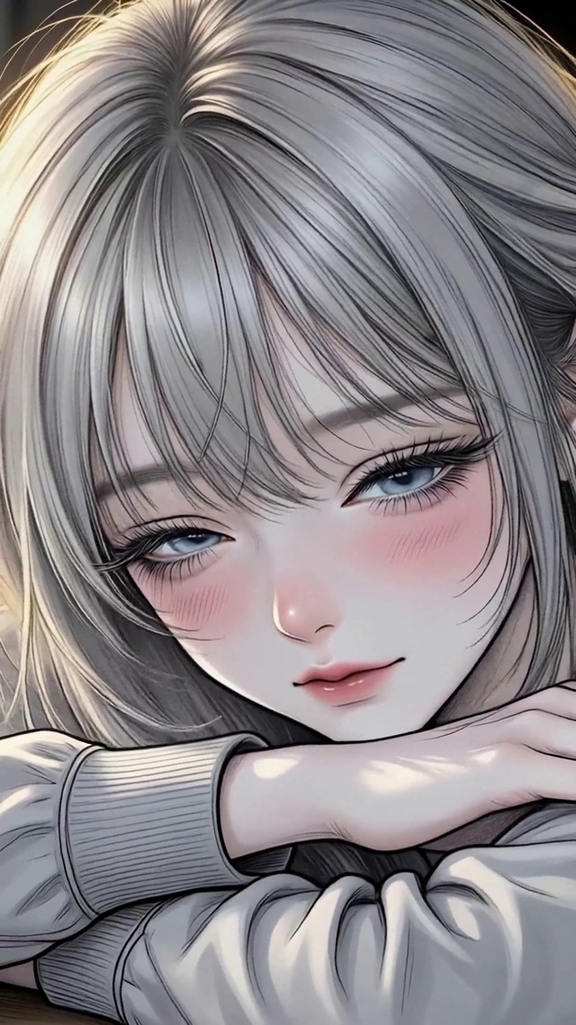 暖光窗边温柔少女
