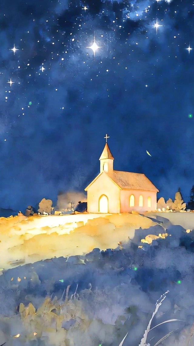 夜景星空树木
