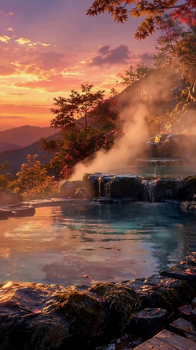 日落温泉晚景