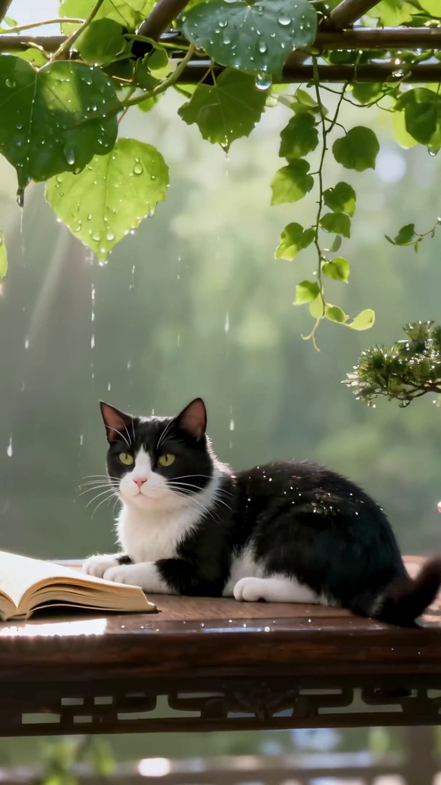 国风治愈庭院小清新雅致猫咪