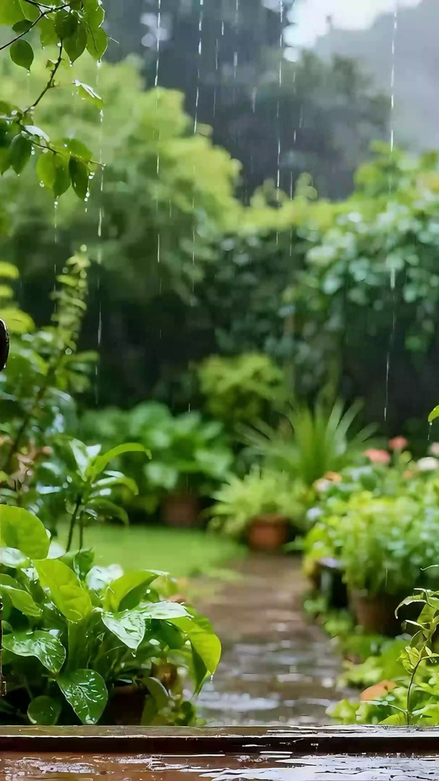 雨中庭院