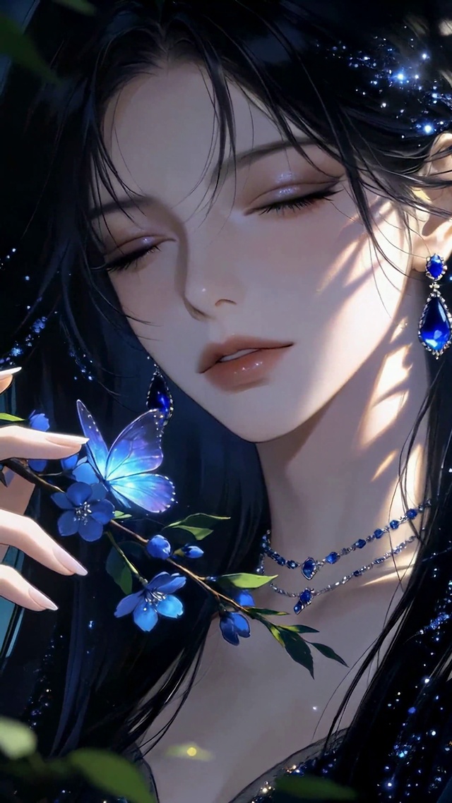 暗夜蓝蝶氛围感美少女