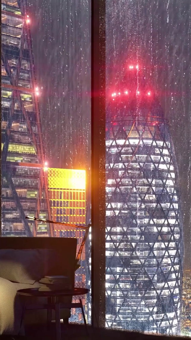 繁华都市夜雨