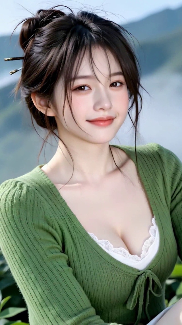 山间花田清纯美女
