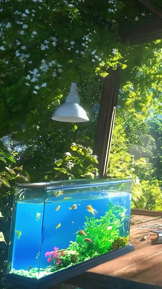 护眼蓝天白云树木绿景