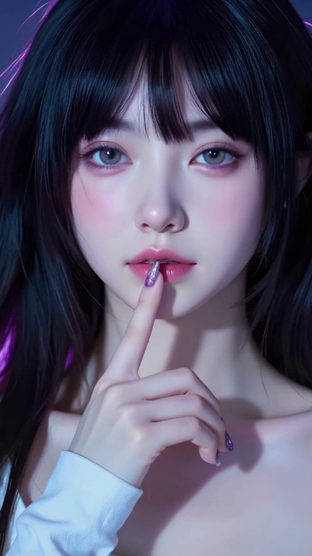 暗紫氛围感清冷美女