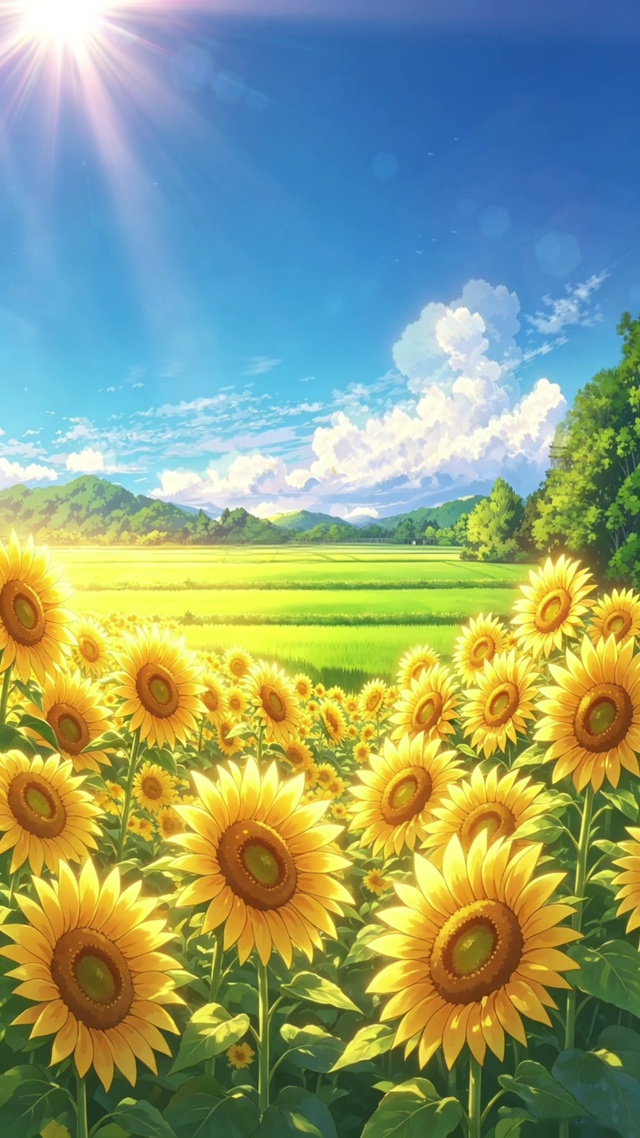 蓝天白云阳光明媚 向日葵花海