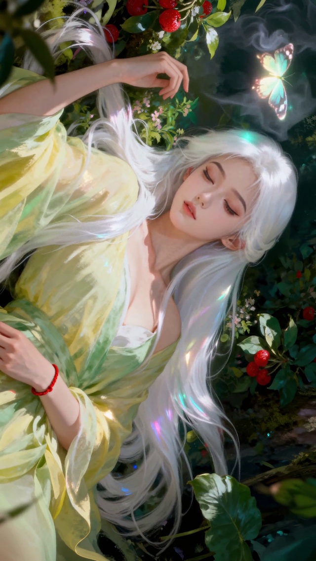 古风治愈系纯欲白发荧光美人儿