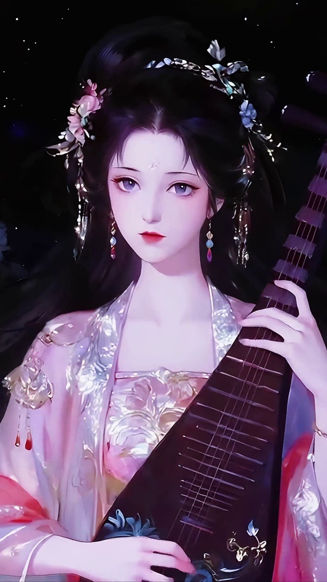 弹琵琶的古风少女