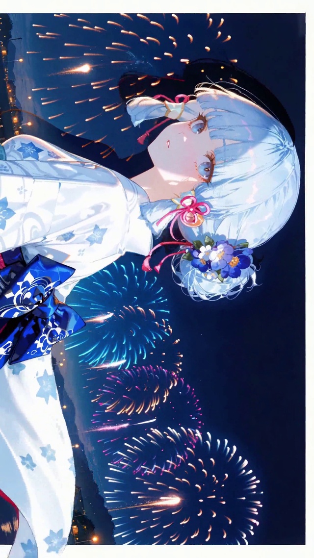 夏夜烟花和服二次元美少女