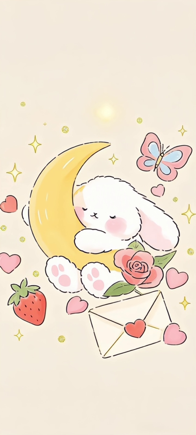 抱月萌兔爱心蝴蝶游