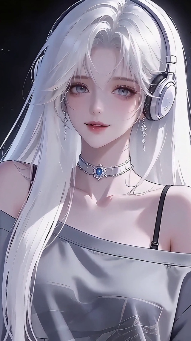 星河耳机白发少女