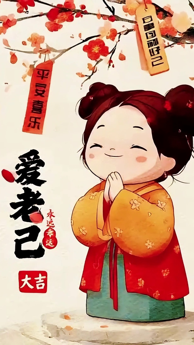 复古风许愿签爱老己仕女
