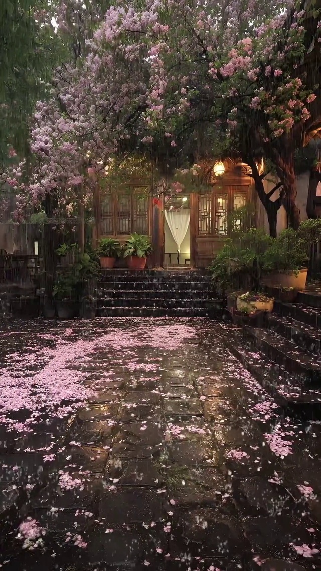 雨中小院