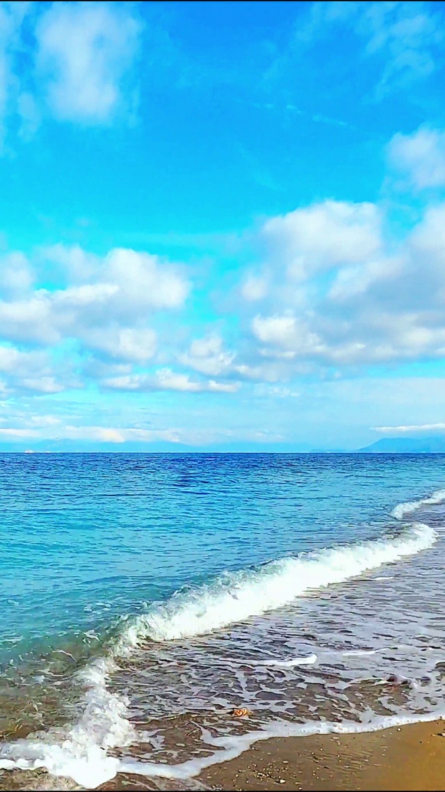 唯美海浪沙滩蓝天 4K