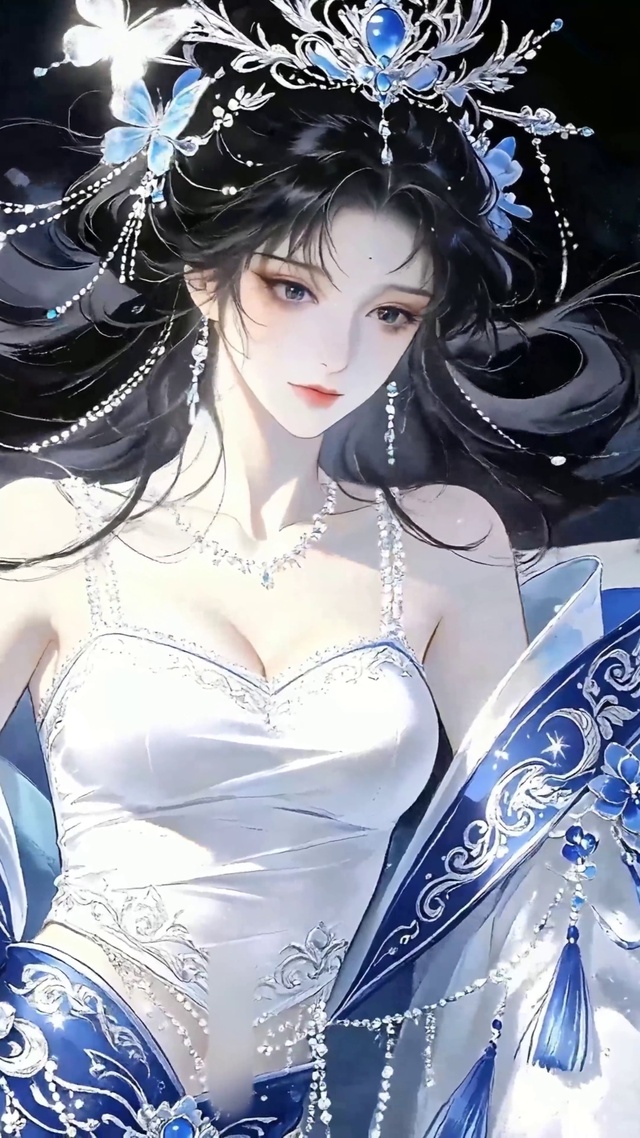 青花蝶舞少女
