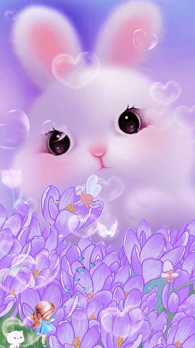 爱心泡泡紫色兔