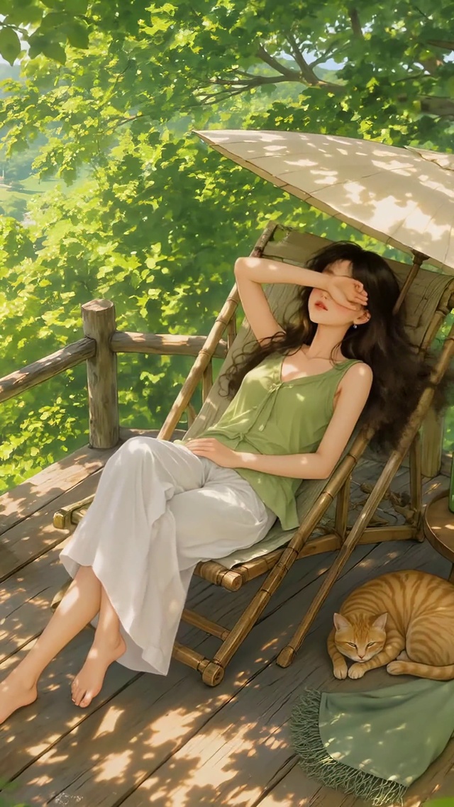 树荫少女休憩