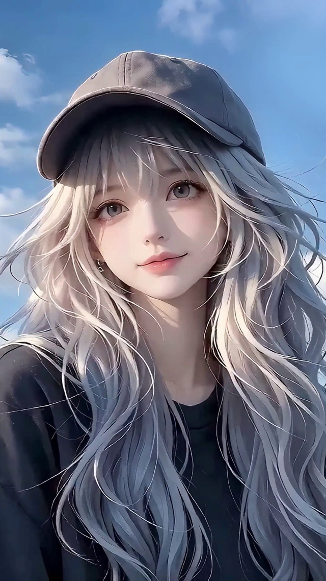 天空棒球帽少女