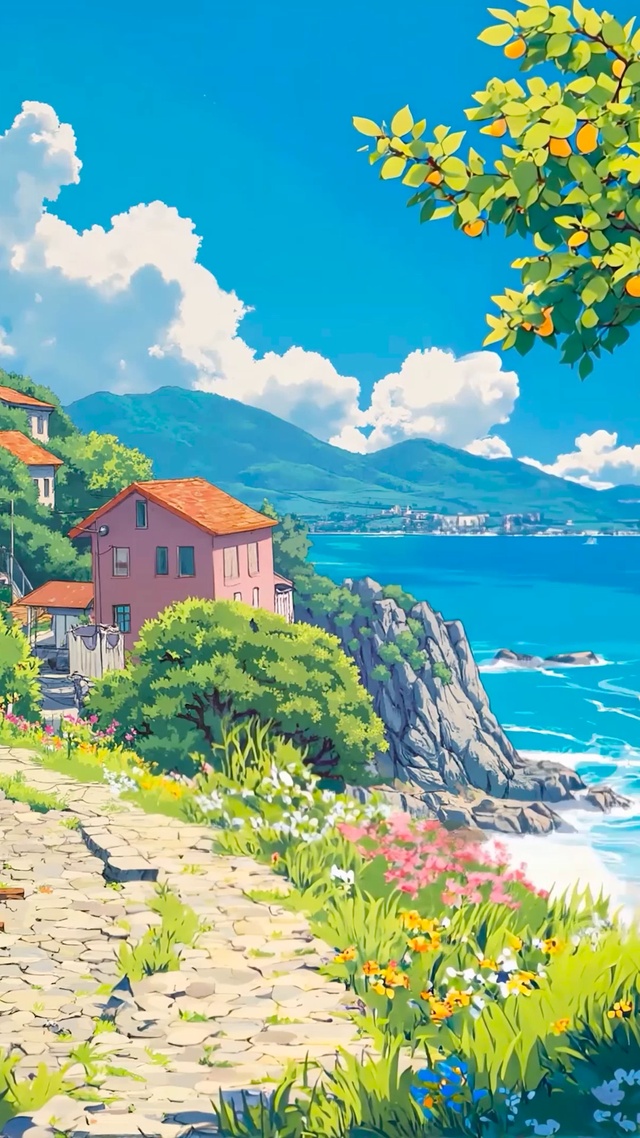 夏日海景村庄