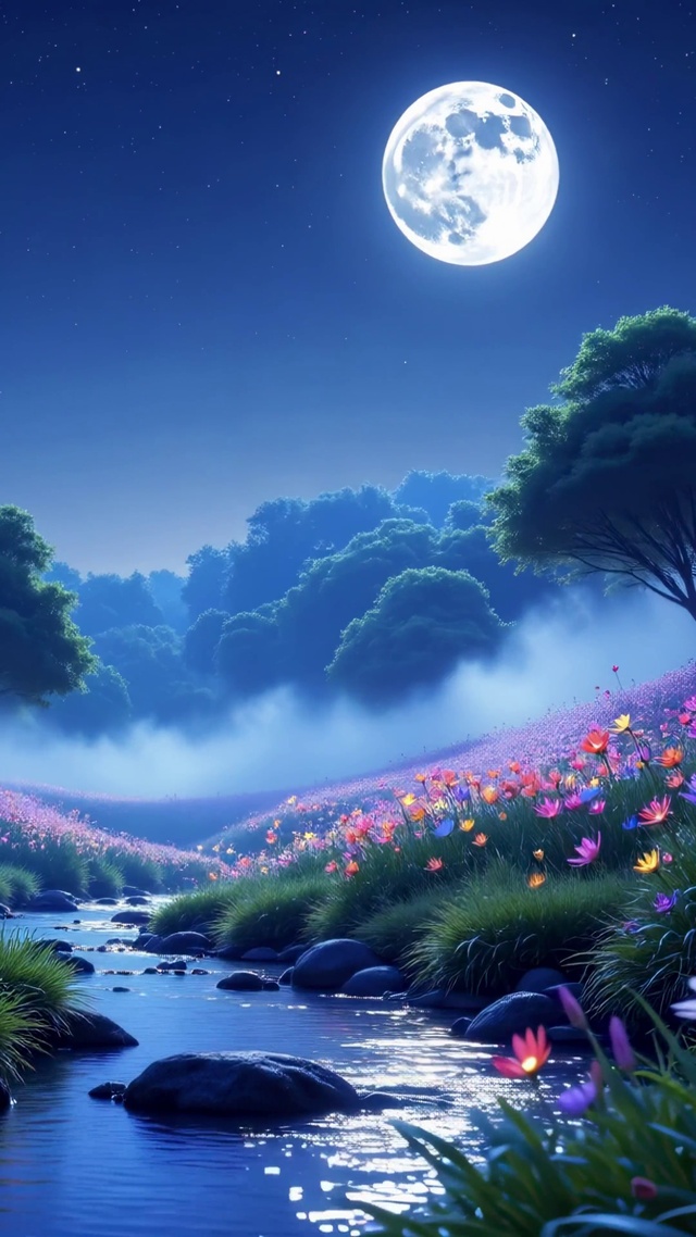 护眼夜景山水