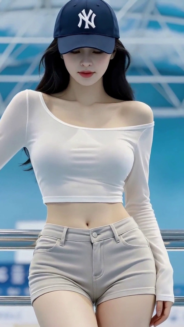 运动场棒球帽美女
