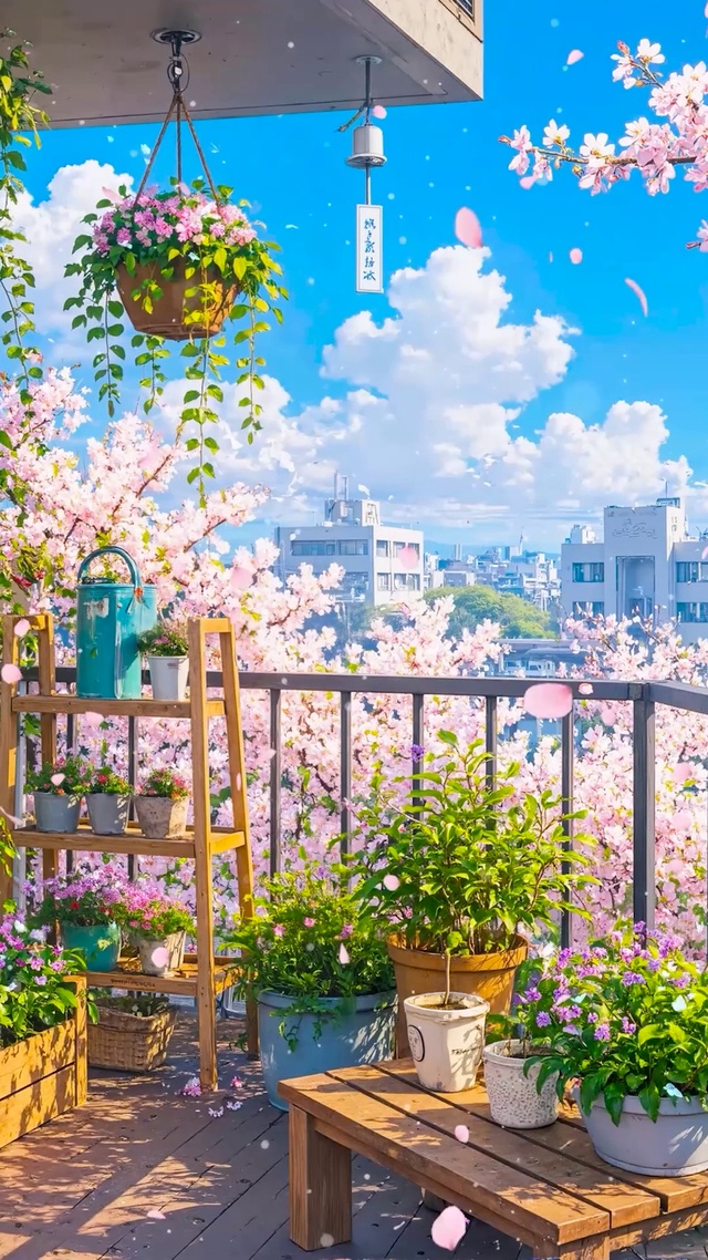 城市樱花阳台