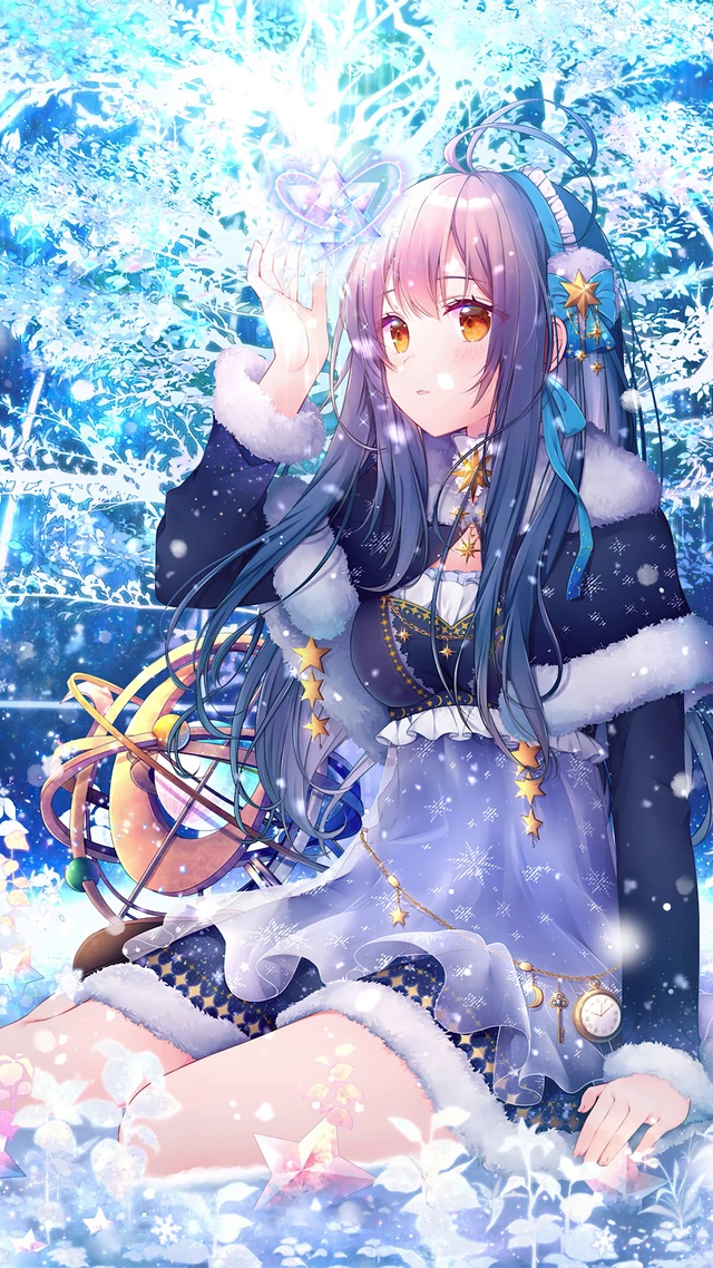 唯美雪中花海少女
