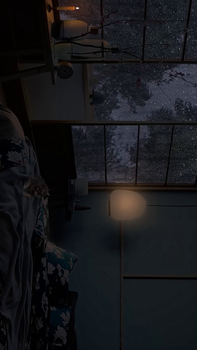 雨夜卧室窗外暴雨