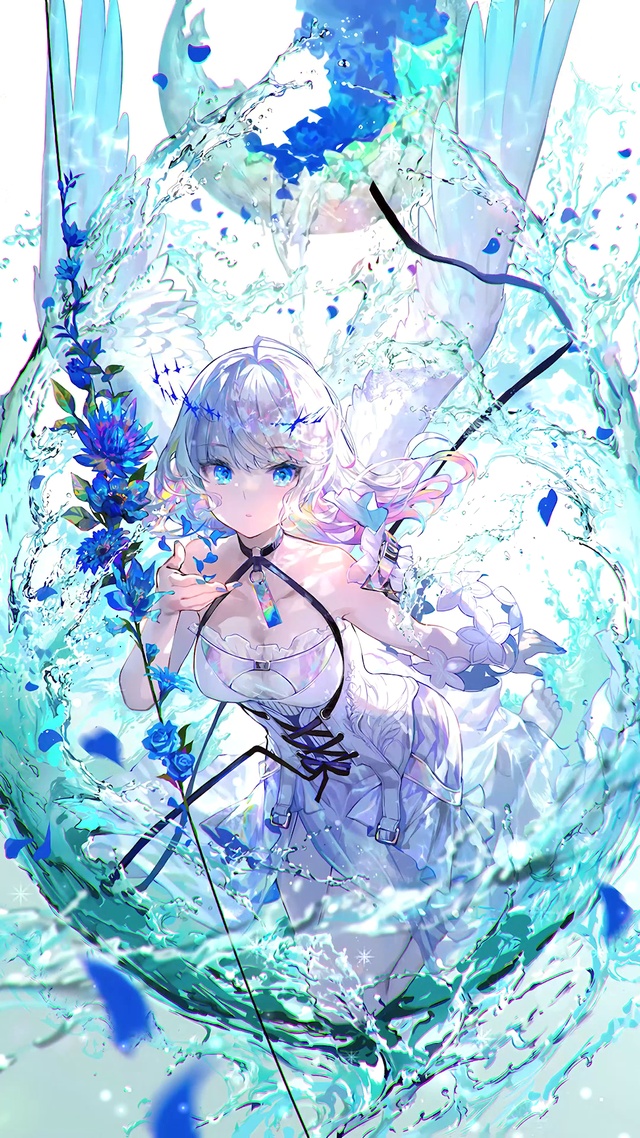 唯美水花中少女