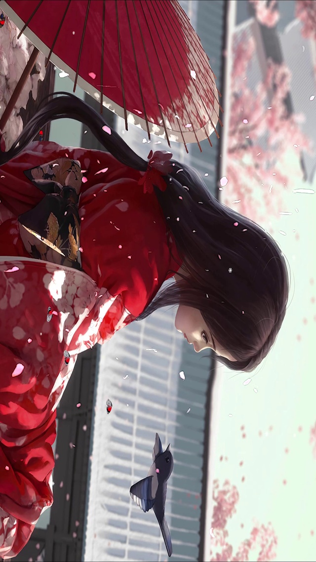 唯美治愈樱花树下美少女