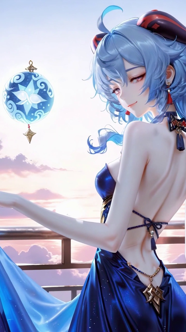 优雅礼裙背影女孩甘雨