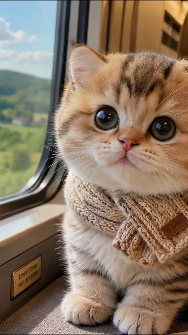 旅途看风景的可爱小猫