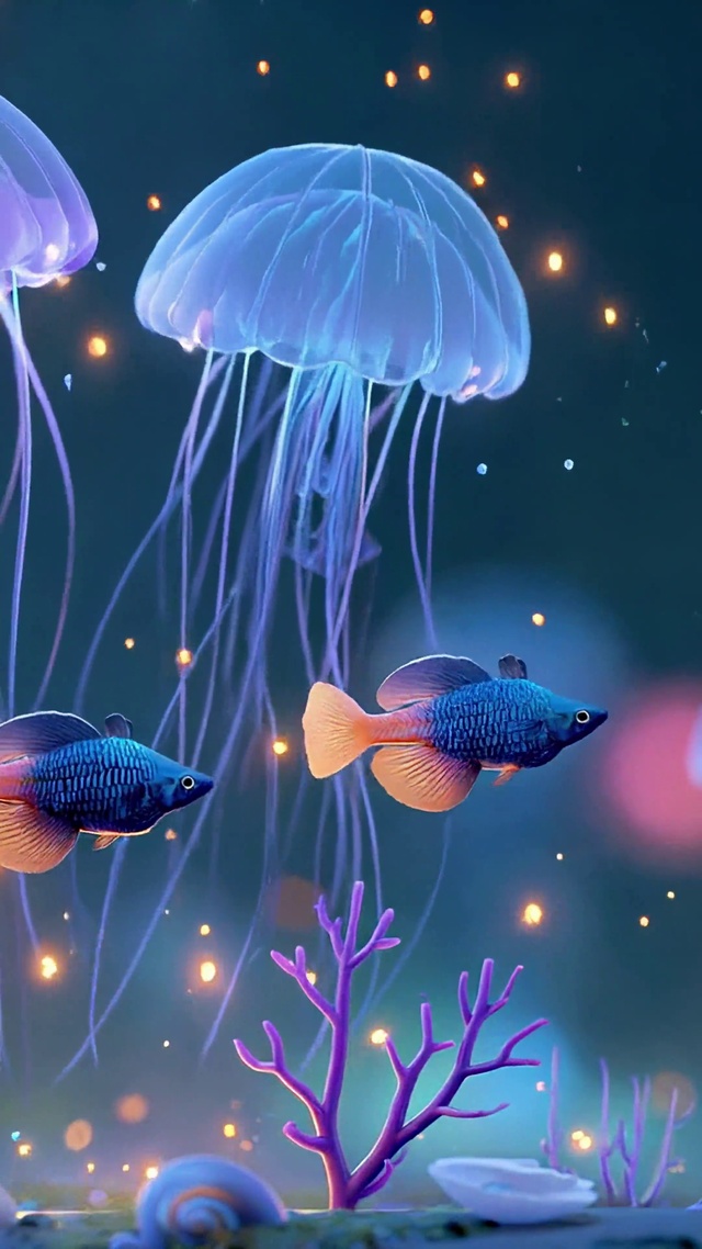 梦幻深海发光水母