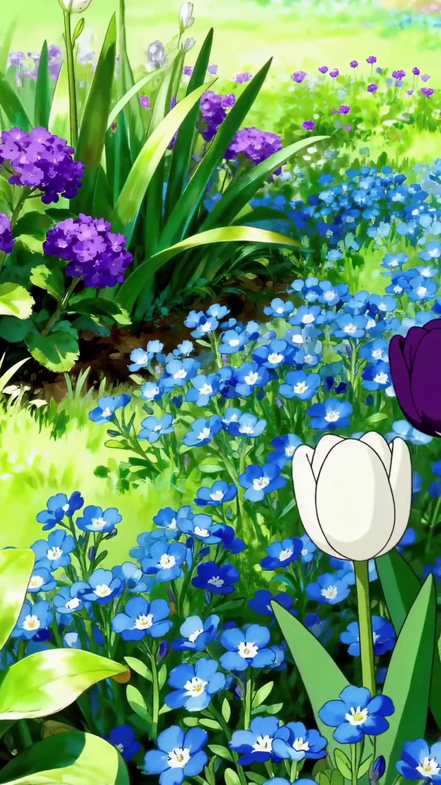 花潮小清新紫白交织的春日花境