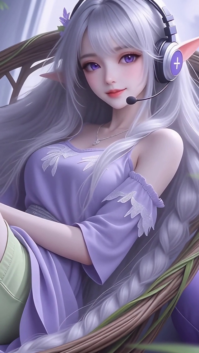 银发精灵美女高清4k