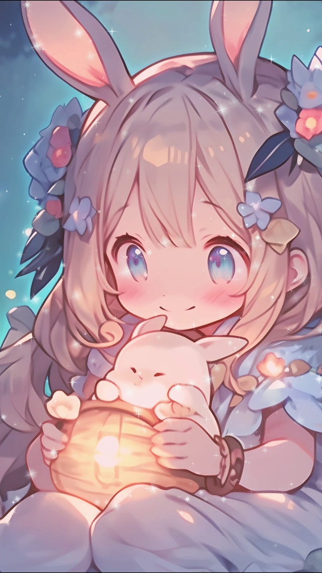 4K 治愈兔子女孩