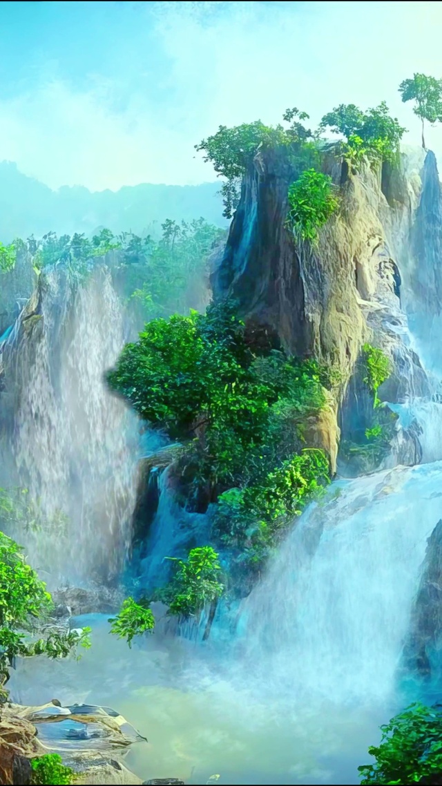 绝美山川瀑布4K