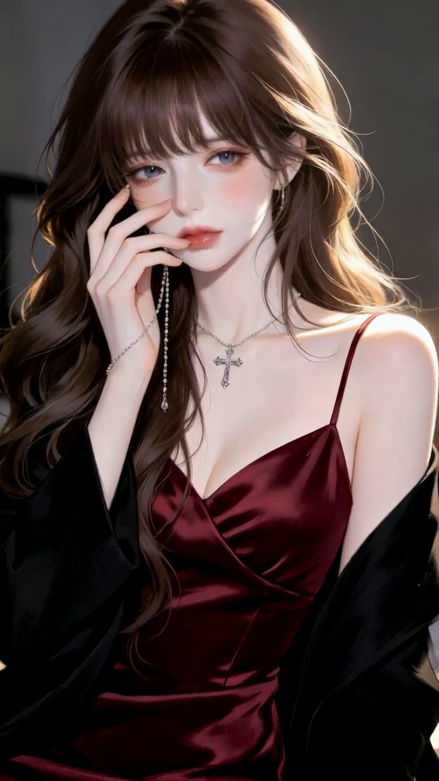 卧室暖光氛围感美女