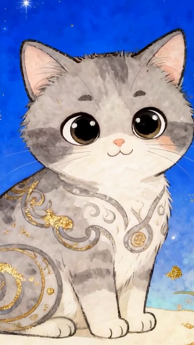 夜景萌宠猫咪